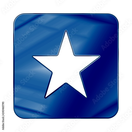 Dark Blue Colored Metal Chrome web icon star. Vector illustration. Interface  multimedia icon.