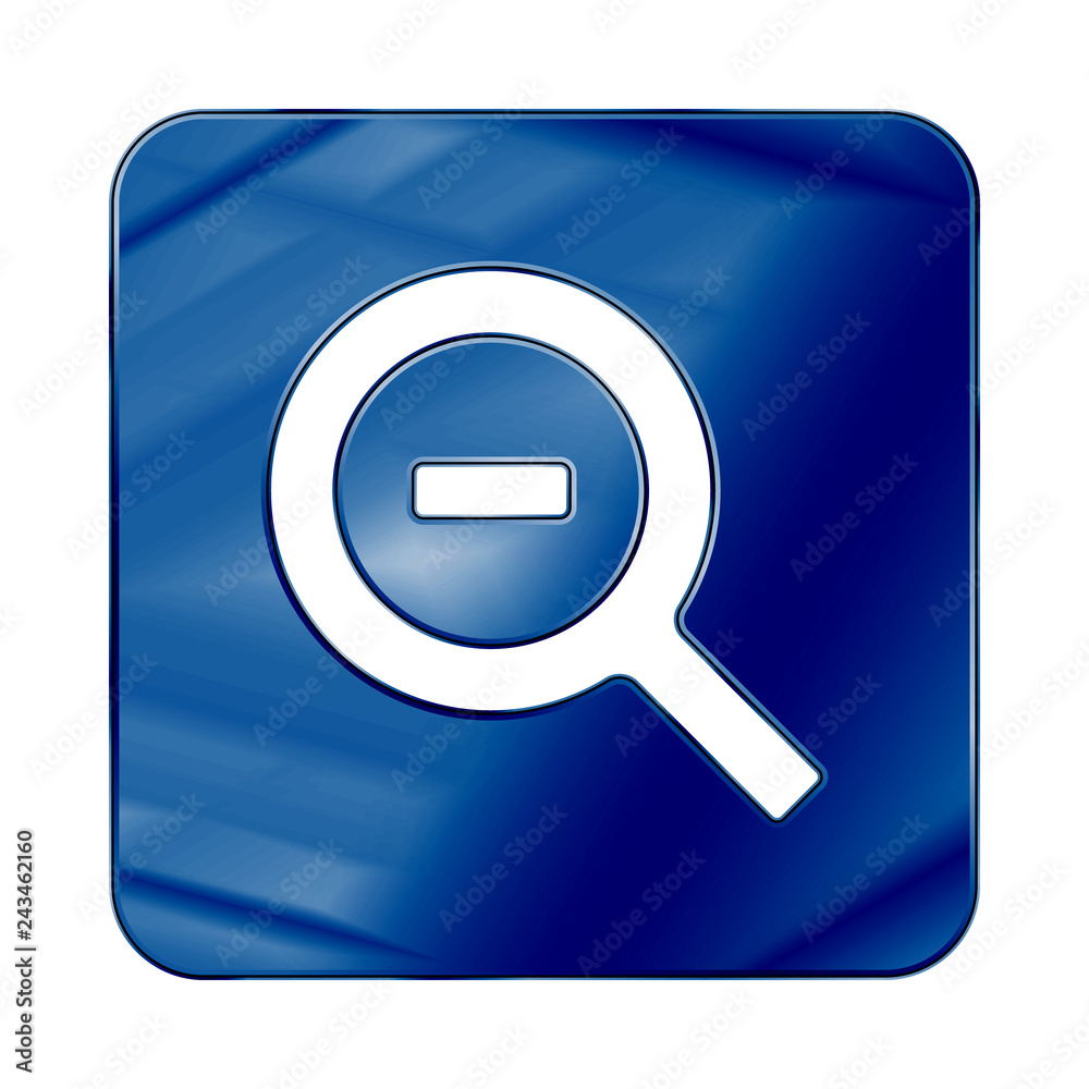 Dark Blue Colored Metal Chrome web icon zoom out. Vector illustration. Interface, multimedia icon. Dark Blue Colored Metal Chrome web icon zoom out. Vector illustration. Interface, multimedia icon.