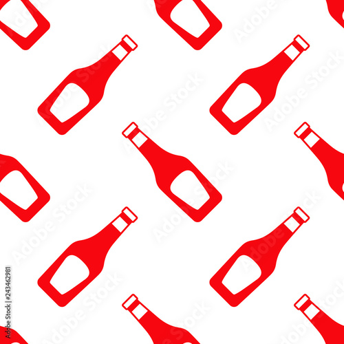 Icono plano patrón con botella de ketchup en color rojo