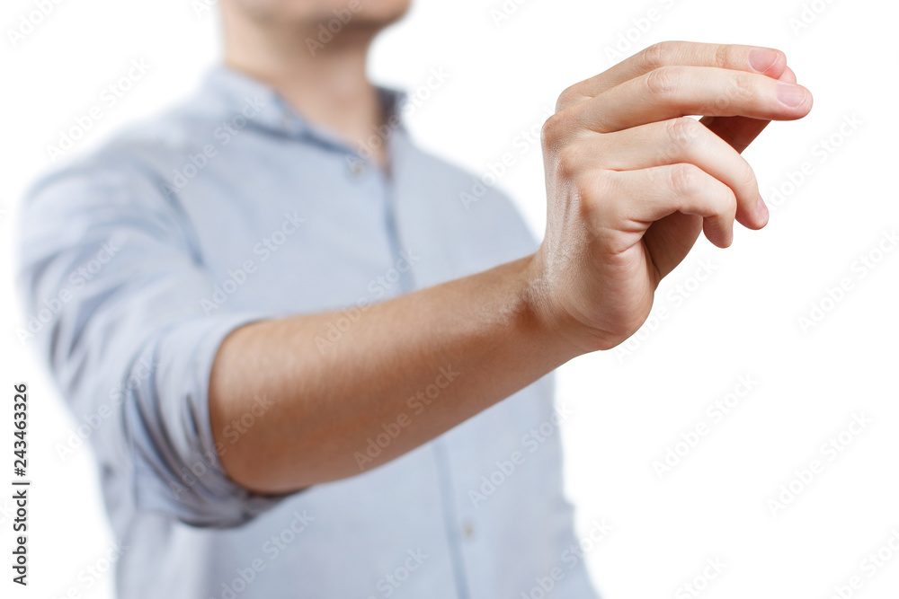 Obraz premium Male hand gesture, isolated on white background