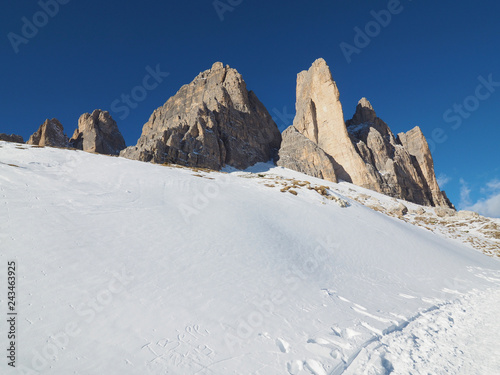 Drei Zinnen  S  dseite  im Winter