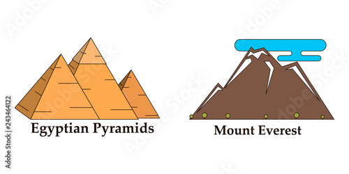 Travel, journey concept. Famous monuments of world countries. Vector illustration