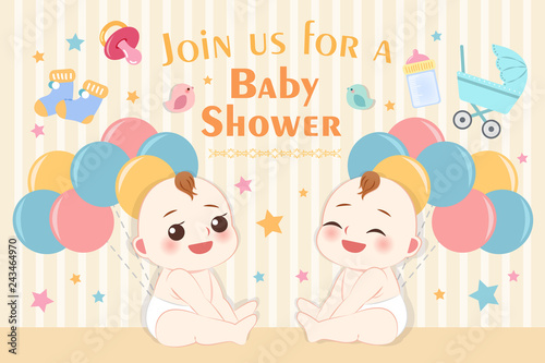 cartoon baby shower invitation card