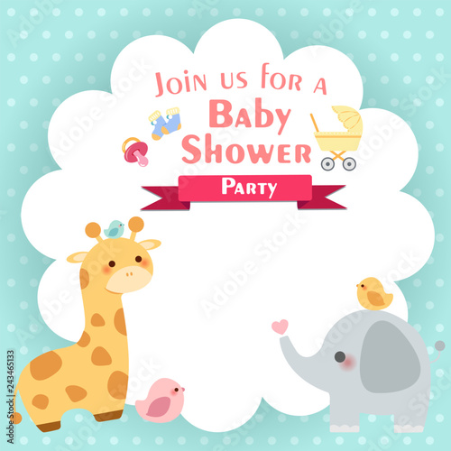 cartoon baby shower invitation card