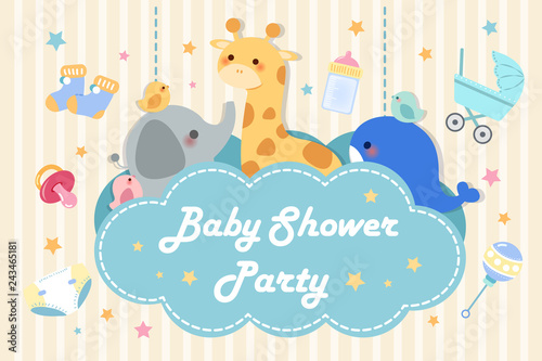 cartoon baby shower invitation card