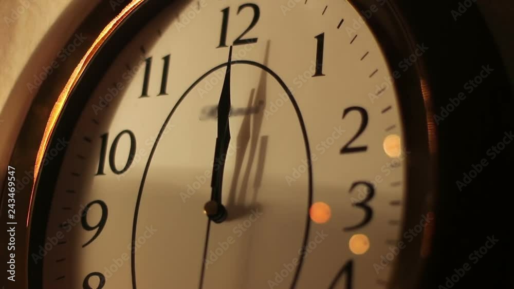 New Year's clock shows midnight