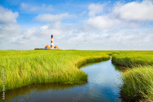 Obraz na płótnie Westerheversand lighthouse, North Sea, Schleswig-Holstein, Germany w salonie