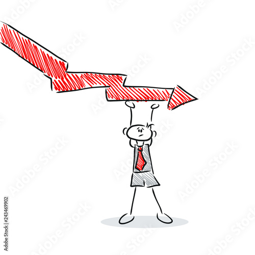 Fallende Kurse, Figur drückt Pfeil hoch