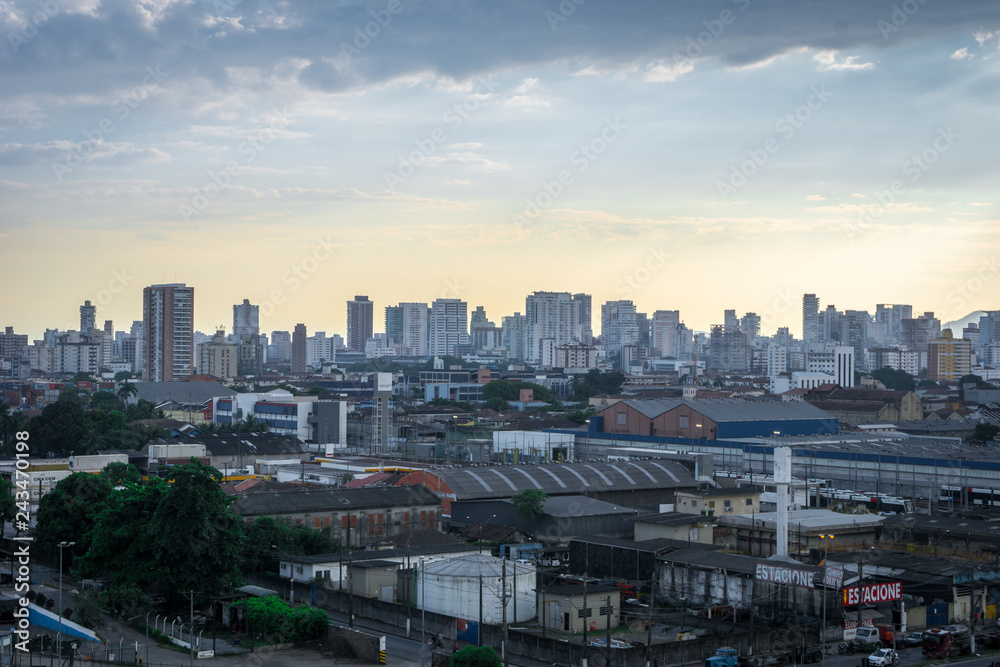 Sunset hour in Santos harbor, Brazil Sunset hour in Santos harbor, Brazil