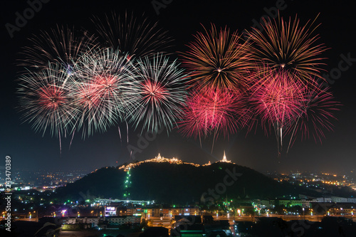 Phra Nakhon Khiri (Khao Wang) fireworks Festival, at phetchaburi, thailand.