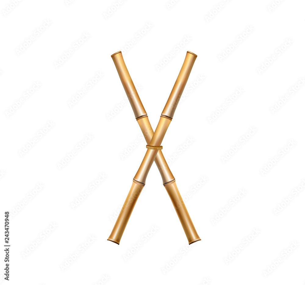 Bamboo alphabet letter X isolated on white background Bamboo alphabet letter X isolated on white background