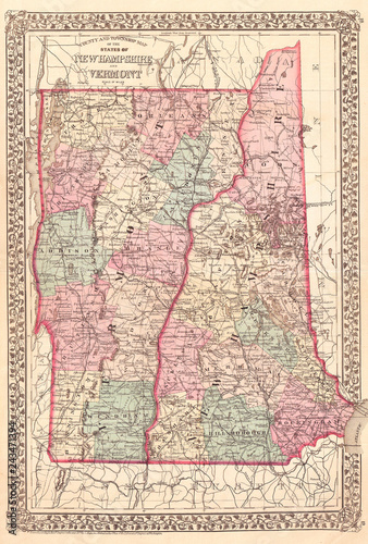 1877, Mitchell Map of Vermont and New Hampshire