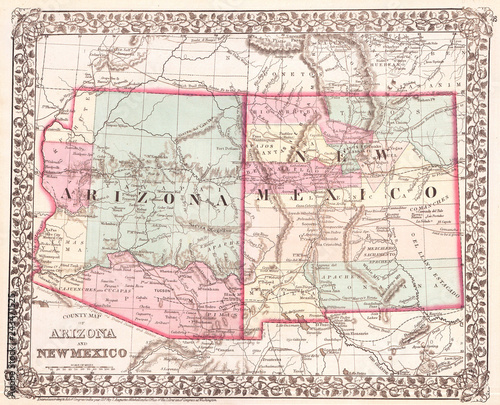1877  Mitchell Map of Arizona and New Mexico