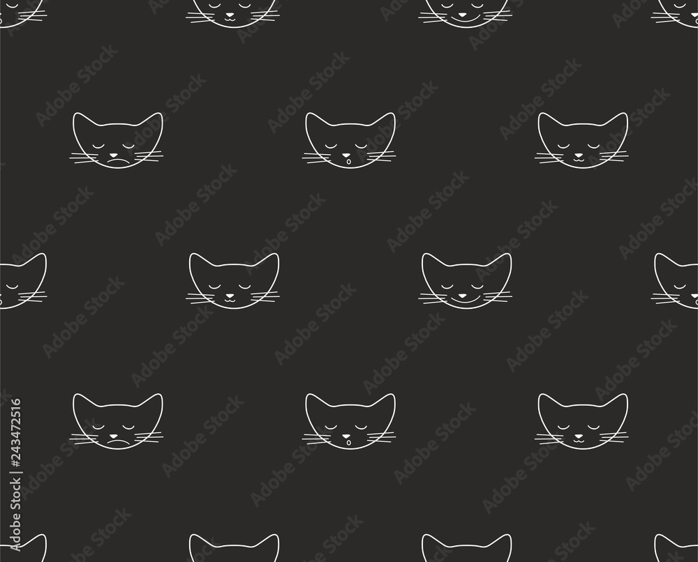 cat head face emotion vector seamless pattern cat head face emotion vector seamless pattern