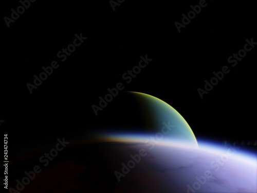 Fototapeta Naklejka Na Ścianę i Meble -  Planet in the space. Colorful art. Star system. Gradient color. Space wallpaper. Elements of this image furnished by NASA