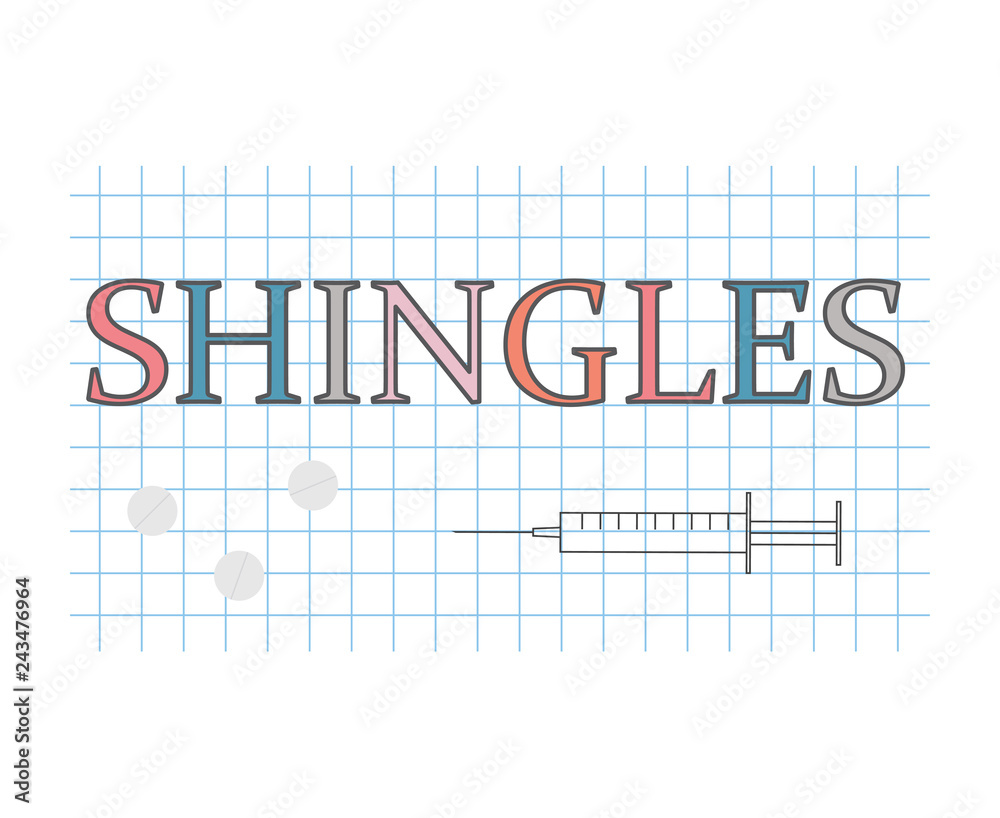 Shingles word on checkered paper sheet- vector illustration Shingles word on checkered paper sheet- vector illustration