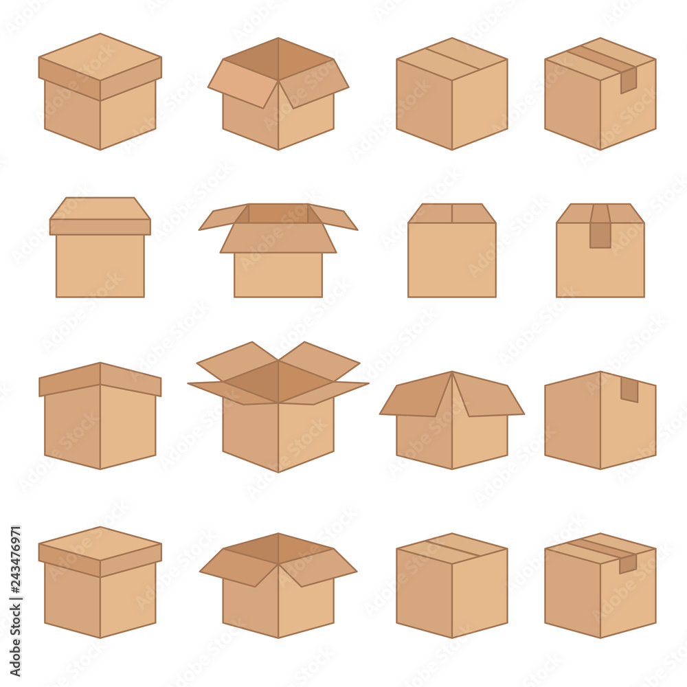 Set of Abstract Box Vector Line Icons Set of Abstract Box Vector Line Icons