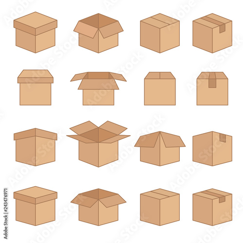 Set of Abstract Box Vector Line Icons © alvaroc