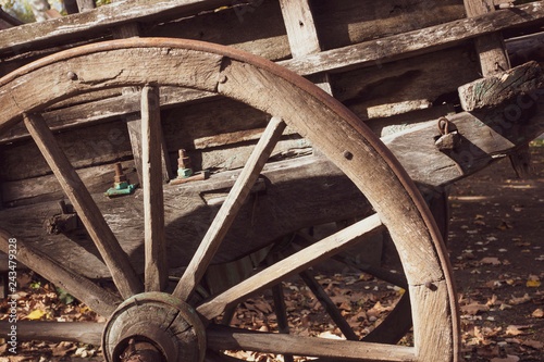 Old Wooden Wagon Wheel.
