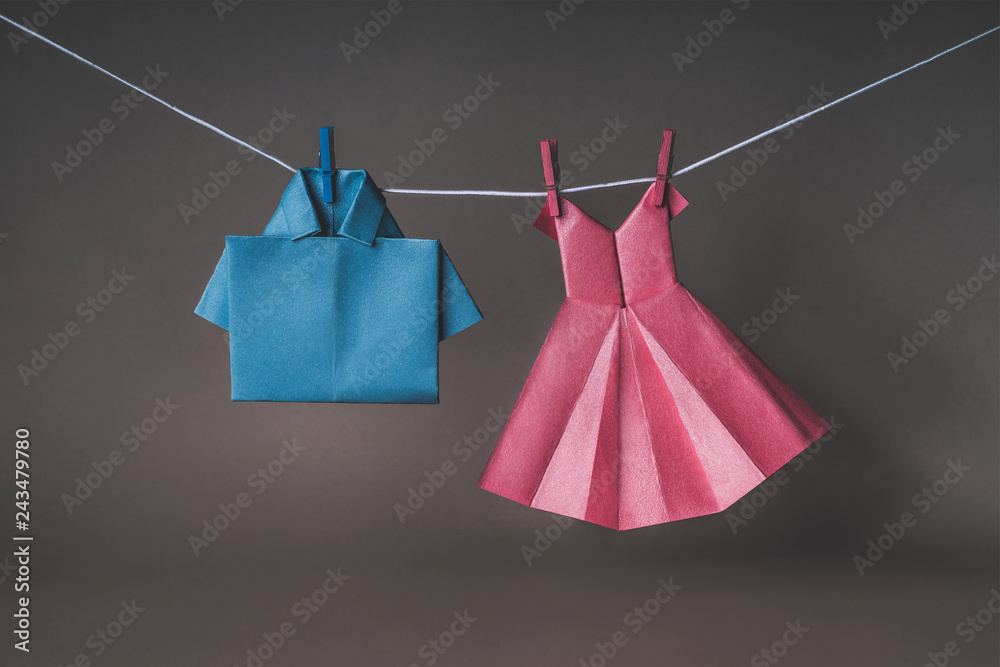 Hemd und Kleid - Mann und Frau - blau und pink Hemd und Kleid - Mann und Frau - blau und pink