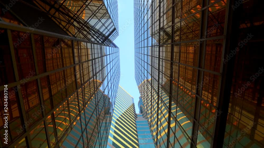 Business company office futuristic buildings Modern architecture. Financial economy growth conceptLow angle view of commercial buildings in central business district.
