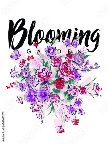 Floral print, ditsy floral print, floral t-shirt print, floral vector print.