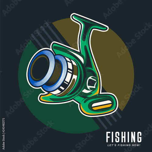 Fishing place advertisement retro poster for fisher courses or fish catch adventure