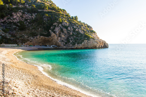 La Granadella beach in Javea, Spain, on a sunny day