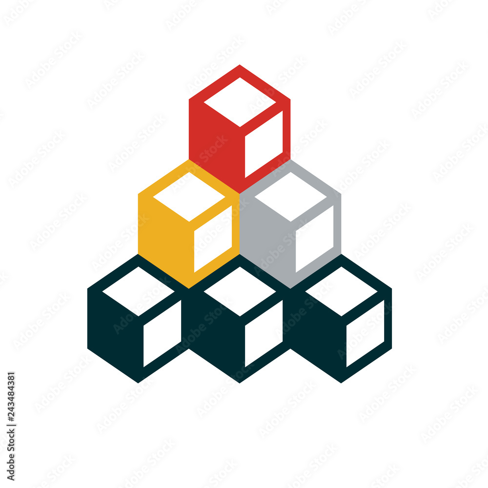 Blockchain Flat Design Business Icon - Vector
