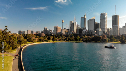 Photography Panoramic aerial view of Sydney Harbor at winter sunset, Australia