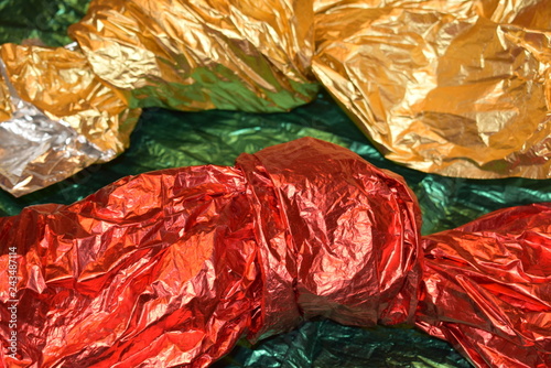 a colored background, foil