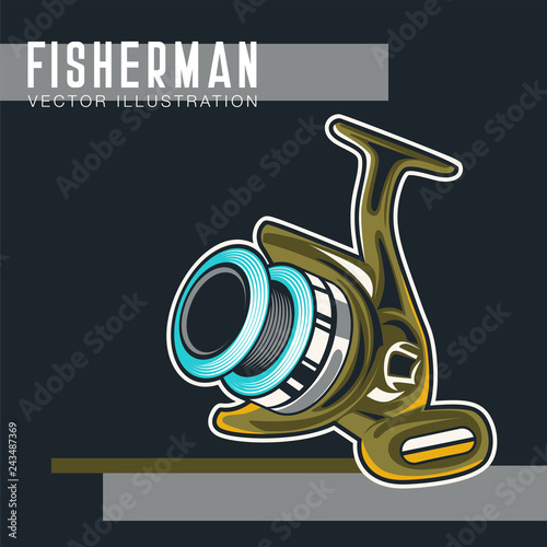 Fishing place advertisement retro poster for fisher courses or fish catch adventure