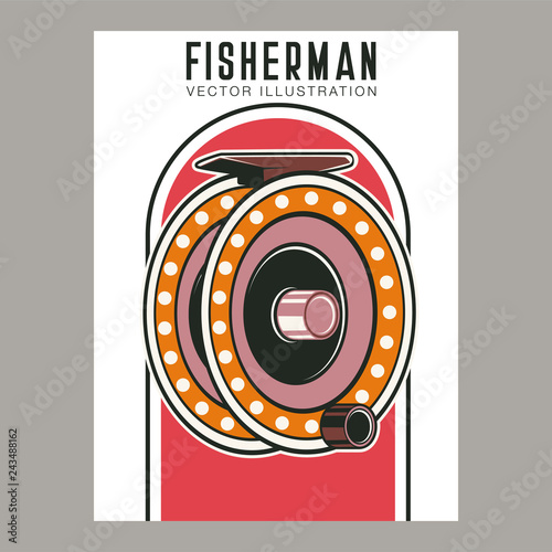Fishing place advertisement retro poster for fisher courses or fish catch adventure