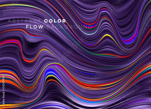 Modern colorful flow poster. Wave Liquid shape in black color background. Art design for your design project. Vector illustration