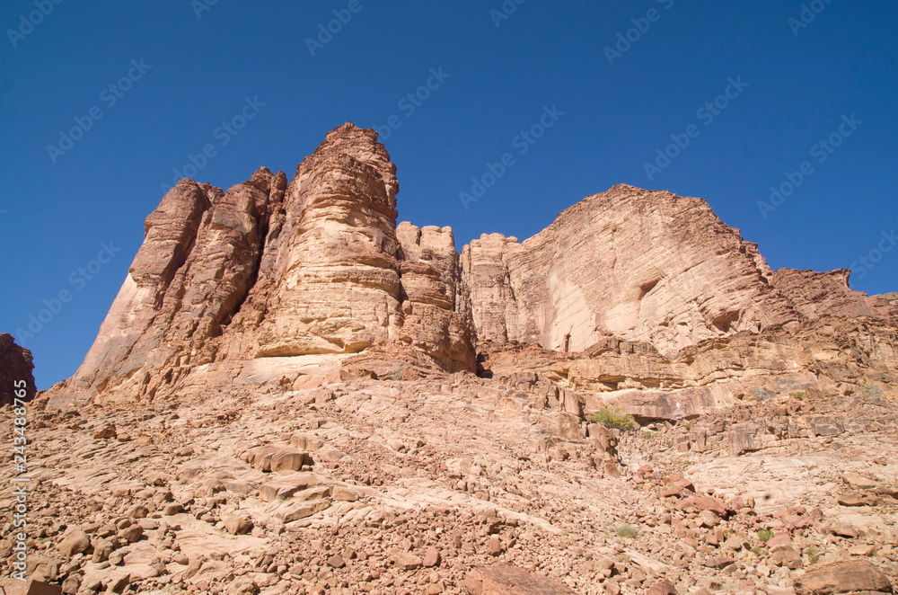 Fototapeta premium Mountain of Lawrence Spring in Wadi Rum desert , Jordan
