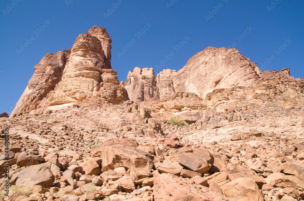 Mountain of  Lawrence Spring  in Wadi Rum desert , Jordan