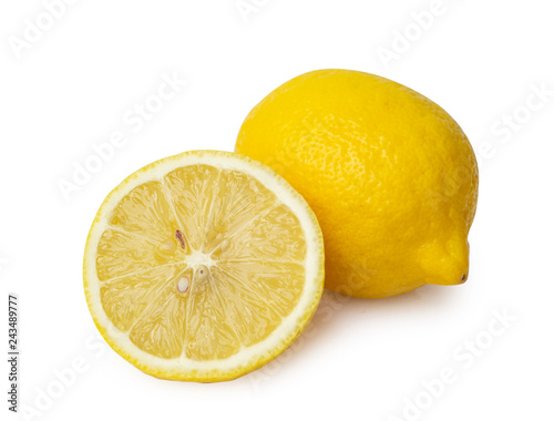 lemon fruit slice isolated on white background.