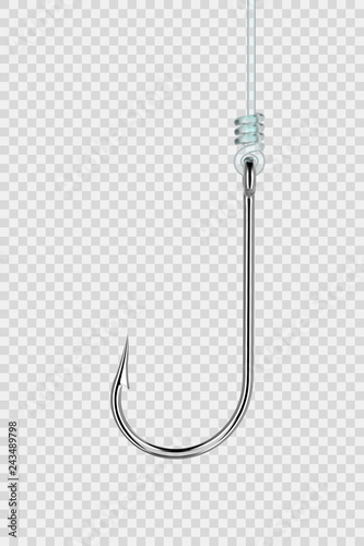 Fishing hook hanging on a line