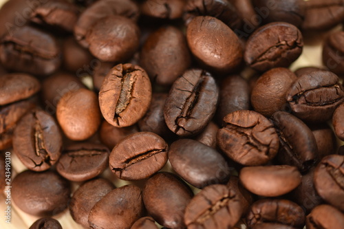 coffee beans in a small wicker basket