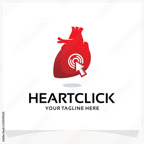 Heart Click Logo Design Template Inspiration