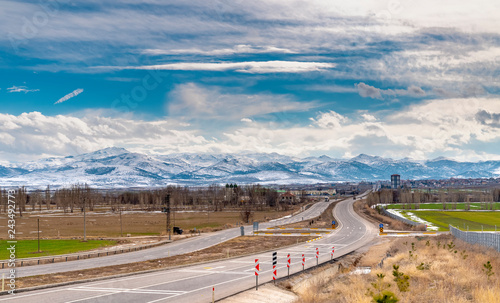 Emirdag City Landscape view in a winter day and mountain range in background, Afyonkarahisar, Turkey photo