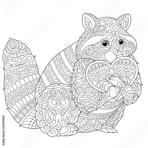 zentangle raccoon coloring page