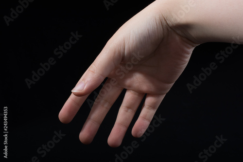 Five  fingers of a human hand partly seen in view photo