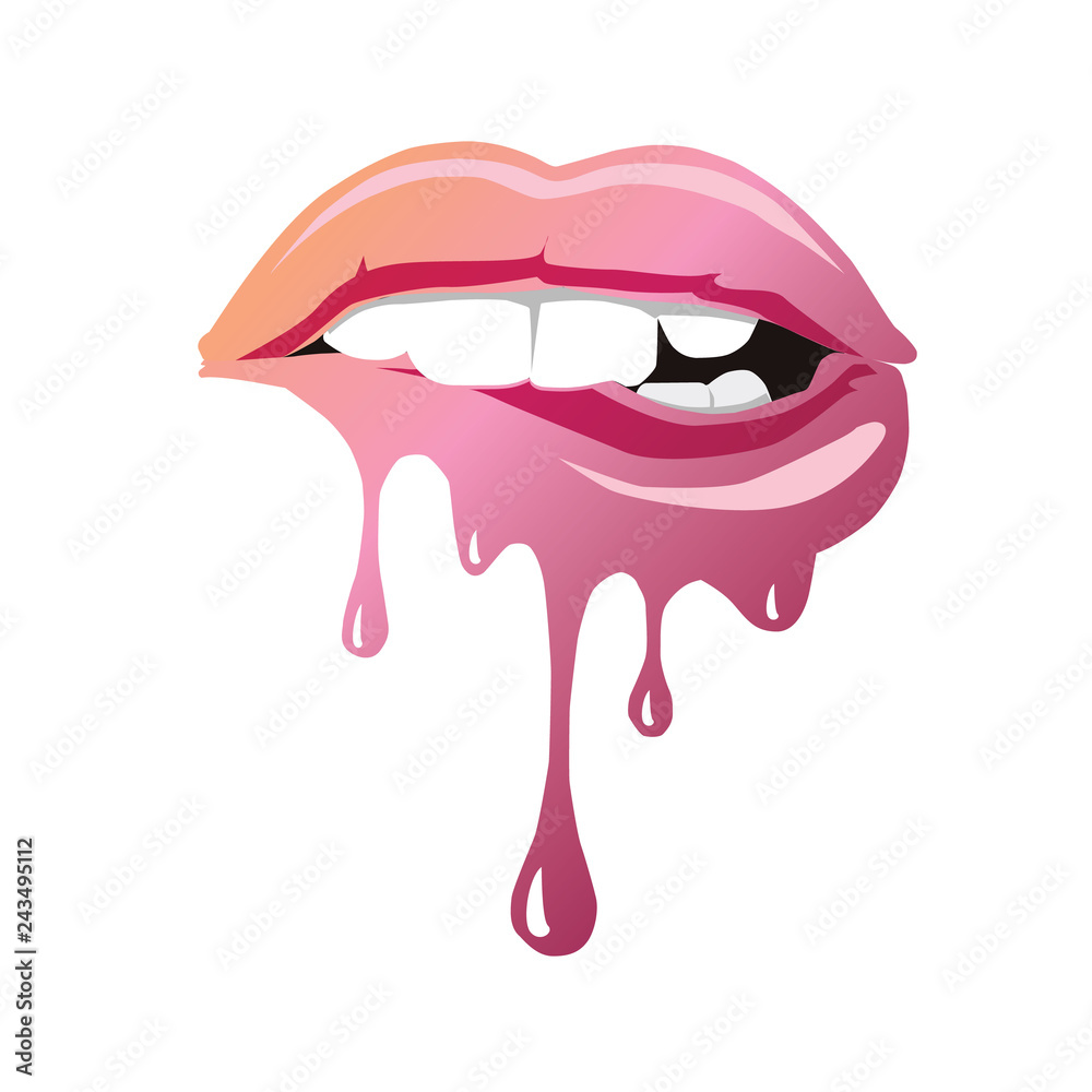 Dripping lips Stock Vector | Adobe Stock