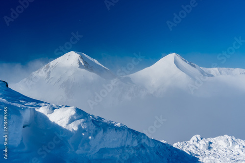 snow mountain peak and clouds clear sky pirin bulgaria