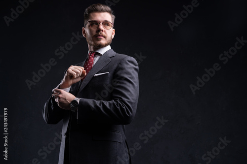 Elegant young handsome man. Studio fashion portrait