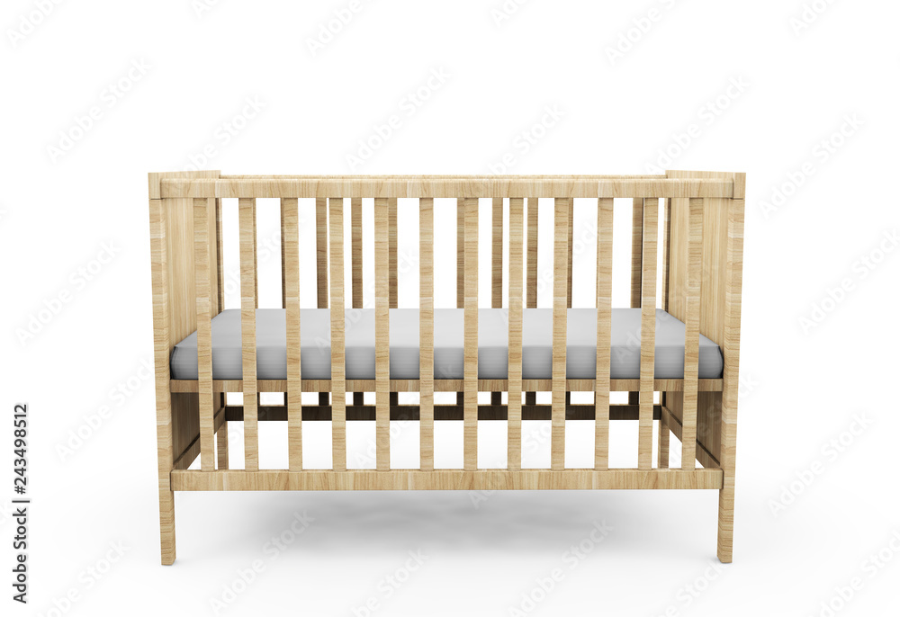 3d render of white wood pull-out children's bed on white background. 3d render of white wood pull-out children's bed on white background.