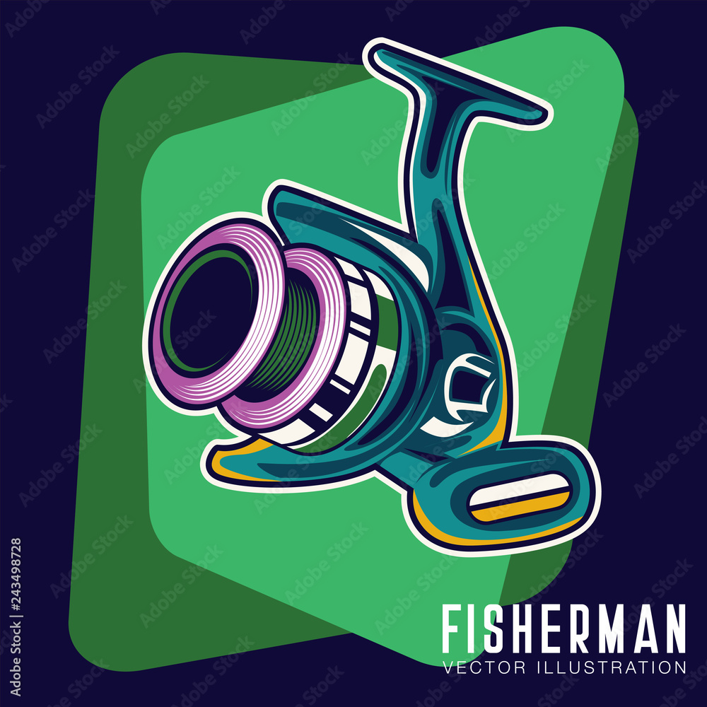 Fishing illustration template for logo - Vector Fishing illustration template for logo - Vector