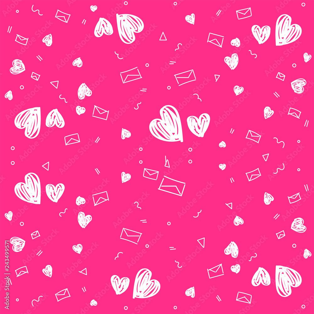 Hand drawn background with colored hearts. Seamless grungy wallpaper on surface. Abstract texture with love signs. Lovely pattern. Print for banner, flyer or poster. Colorful illustration Hand drawn background with colored hearts. Seamless grungy wallpaper on surface. Abstract texture with love signs. Lovely pattern. Print for banner, flyer or poster. Colorful illustration
