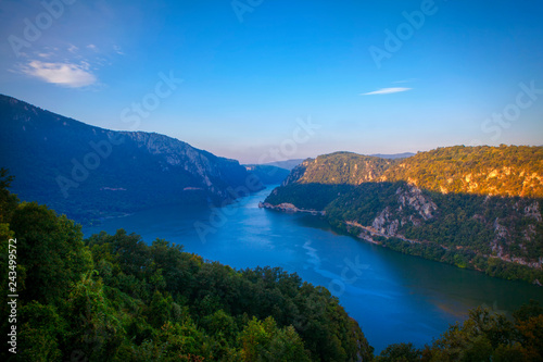 Scenery of flowing Danube in the morning